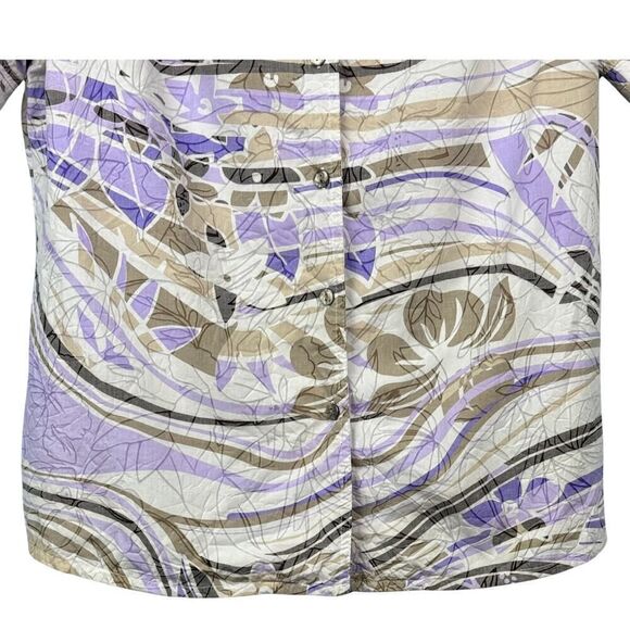 Kim‎ Rogers Button Front Short Sleeve Floral Hawaiian Style Print Shirt Size 10 - Picture 5 of 9